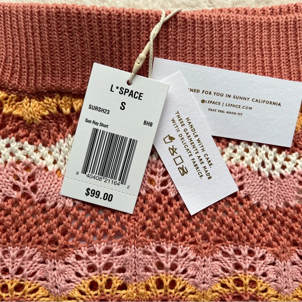 L*Space Stylish Pink and Orange Crochet Women Shorts - Picture 4 of 4